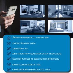 CAMARA DE SEGURIDAD IP SMART WIFI FULL HD 1080P GRABA AUDIO PRONEXT - Vista 7