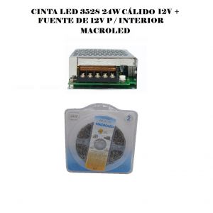 CINTA LED 3528 24W CALIDO 12V + FUENTE DE 12V P / INTERIOR MACROLED - Vista 1