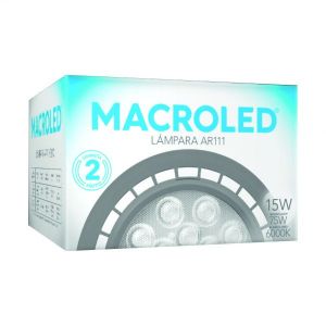 LAMPARA AR111 LED 15W 25º GU10 DIMERIZABLE DE PVC GRIS MACROLED - Vista 3
