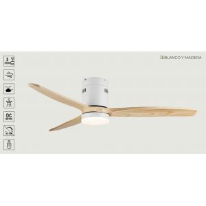 VENTILADOR DE TECHO BLANCO Y MADERA 301A CON LUZ 52” MOTOR DE ALTA EFICIENCIA LEUK - Vista 1