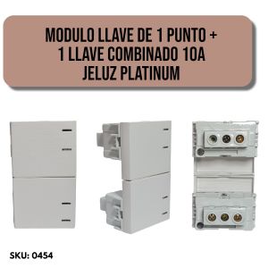 MODULO LLAVE DE 1 PUNTO + 1 LLAVE COMBINADO 10A JELUZ PLATINUM - Vista 3