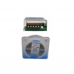 CINTA LED 3528 24W FRIO 12V + FUENTE DE 12V P / INTERIOR MACROLED