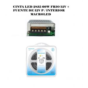 CINTA LED 2835 60W FRIO 12V + FUENTE DE 12V P / INTERIOR MACROLED - Vista 1