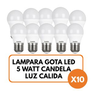 LAMPARA GOTA LED 5 WATT CANDELA LUZ CALIDO X 10 UNIDADES - Vista 1