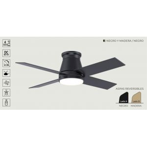 VENTILADOR DE TECHO NEGRO Y MADERA 411B CON LUZ 42” MOTOR DE ALTA EFICIENCIA LEUK - Vista 1