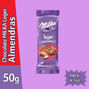 CHOCOLATE MILKA LEGER ALMENDRAS 50 GR X 14 UNIDADES