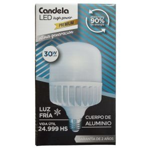 LAMPARA LED HIGH POWER CUERPO DE ALUMINIO 30W FRIA CANDELA - Vista 1