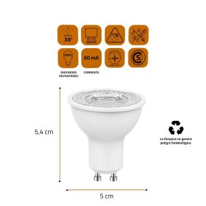 LAMPARA LED DICROICA 7W GU10 CANDELA - Vista 7