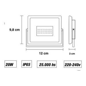 REFLECTOR LED 20W RGB KING 220V RGB+W C/ CONTROL REMOTO RF - Vista 3