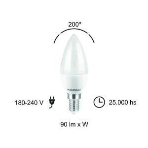 LAMPARA VELA LED 6W E14 MACROLED - Vista 5