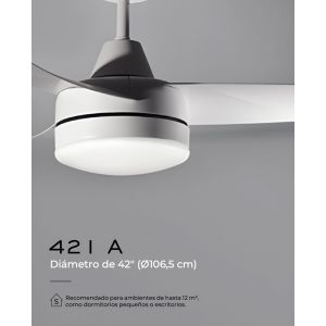 VENTILADOR DE TECHO BLANCO 421A CON LUZ 42” MOTOR DE ALTA EFICIENCIA LEUK - Vista 1