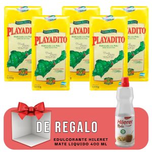 PAQUETE YERBA PLAYADITO 1000 GR X5 UNIDADES+ EDULCORANTE HILERET MATE LIQUIDO 400 ML - Vista 1