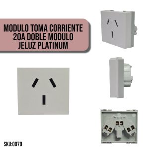 MODULO TOMA CORRIENTE 20A DOBLE MODULO JELUZ PLATINUM - Vista 3