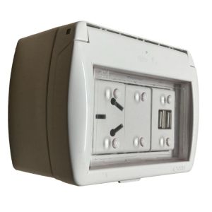 TAPA CAPSULADA EXTERIOR MEMBRANA APLICAR + 1 USB DOBLE + 1 TOMA ESPECIAL 10A EXULTT
