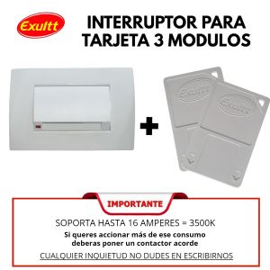 SET ARMADO INTERRUPTOR PARA TARJETA 3 MODULOS LINEA PLEIN ENIGMA BLANCO EXULTT - Vista 2