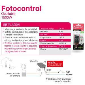 FOTOCONTROL OCULTABLE 1500 W LIGHT HOUSE - Vista 2
