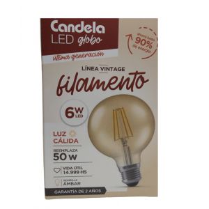 LAMPARA LED GLOBO FILAMENTO 6W CANDELA - Vista 1