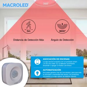 SENSOR DE MOVIMIENTO DE TECHO 360° APLICAR SMART A PILA 5 MTS ALCANCE  MACROLED - Vista 7