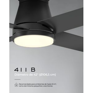 VENTILADOR DE TECHO NEGRO Y MADERA 411B CON LUZ 42” MOTOR DE ALTA EFICIENCIA LEUK