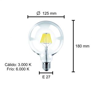LAMPARA GLOBO FILAMENTO LED 8W E27 DIMERIZABLE MACROLED - Vista 4