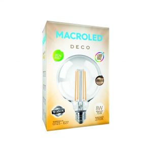 LAMPARA GLOBO FILAMENTO LED 8W E27 DIMERIZABLE MACROLED - Vista 1
