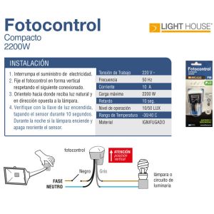 FOTOCONTROL 4 CABLES 2500 W COMPACTO LIGHT HOUSE - Vista 2