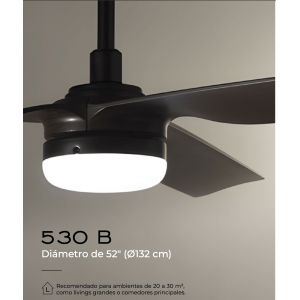 VENTILADOR DE TECHO NEGRO Y MADERA 530B CON LUZ 52” MOTOR DE ALTA EFICIENCIA LEUK