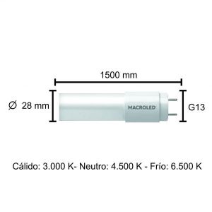 TUBO LED 25W T8 150 CM VIDRIO MACROLED - Vista 6