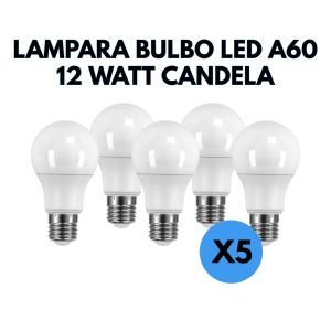 LAMPARA BULBO LED 12 WATT CANDELA COLOR FRIO X5 UNIDADES - Vista 1