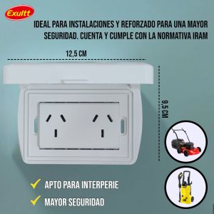TAPA CAPSULADA EXTERIOR RIGIDA + TOMACORRIENTE DOBLE EXULTT URBANA 