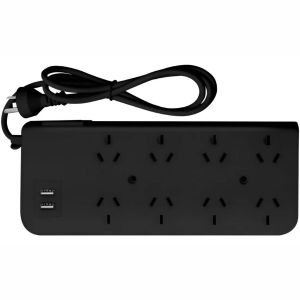 PROLONGADOR MULTIPLE 8 TOMAS + 2 USB NEGRO CON CABLE 3 MTS C/ PROTECTOR TERMICO