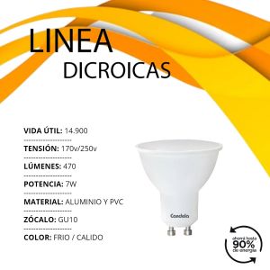 LAMPARA LED DICROICA 7W GU10 DIMERIZABLE CANDELA - Vista 4