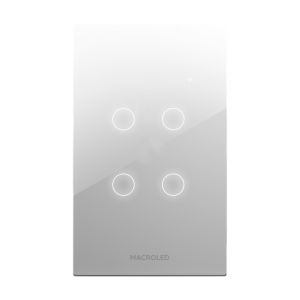 LLAVE LUZ PARED INTERRUPTOR WIFI TOUCH SMART 4 CANAL C/ CAPACITOR 7A MACROLED ROMA