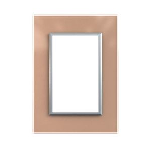 TAPA CRISTAL CHAMPAGNE CON BASTIDOR Y MARCO PLATA JELUZ