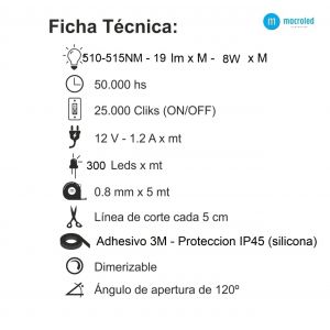CINTA LED 72W 12V 5050 IP 66 X 5 MTS MACROLED - Vista 7