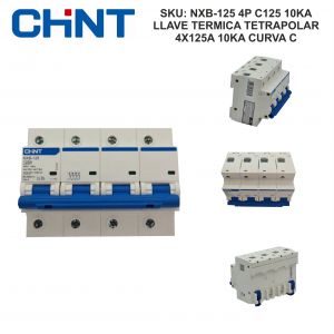 LLAVE TERMICA TETRAPOLAR 4X125A 10KA CURVA C CHINT - Vista 1