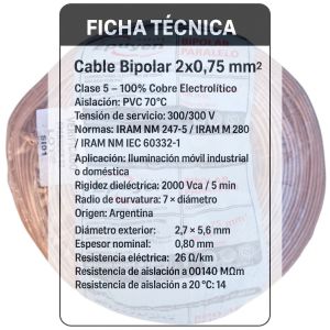 CABLE BIPOLAR PARALELO CRISTAL 0.75MM X 100 MTS EPUYEN - Vista 4