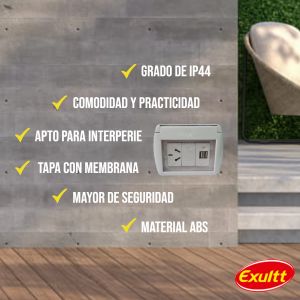 TAPA CAPSULADA EXTERIOR MEMBRANA APLICAR + 1 USB DOBLE + 1 TOMA ESPECIAL 10A EXULTT - Vista 4