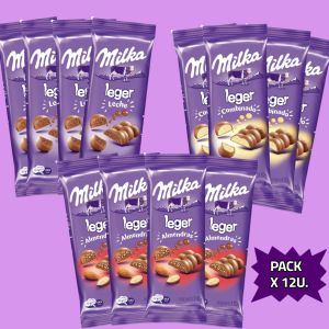 CHOCOLATE MILKA LEGER ALMENDRAS + LECHE +  COMBINADO 110G X12 UNIDADES