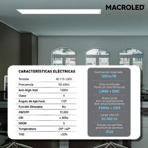 PANEL LED PRO RECTANGULAR 48W 305X1205 MM MACROLED - Vista 6