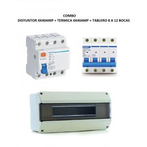 COMBO DISYUNTOR TETRAPOLAR 4X40 + TéRMICA TRIFASICO INDUSTRIAL 4X40 + TABLERO - Vista 1