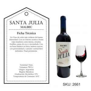 VINO SANTA JULIA MALBEC 750 CC - Vista 1