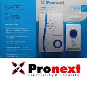 TIMBRE INALAMBRICO S/CODIFICAR 80MTS PRONEXT - Vista 3