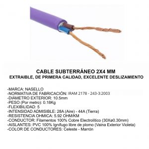 CABLE SUBTERRANEO 2X4 MM X METRO CONDUELEC - Vista 2