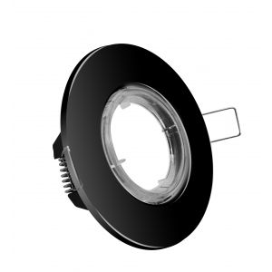 SPOT REDONDO NEGRO DE EMBUTIR PARA DICRO + ZOCALO GU10 STAR BOX