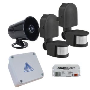 KIT ALARMA C/ SIRENA CON 2 SENSORES DE MOVIMIENTO COLOR NEGRO