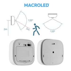 SENSOR DE MOVIMIENTO DE TECHO 360° APLICAR SMART A PILA 5 MTS ALCANCE  MACROLED - Vista 5