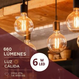 LAMPARA LED GLOBO FILAMENTO 6W CANDELA - Vista 5