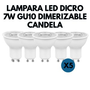 LAMPARA LED DICROICA 7W GU10 DIMERIZABLE CANDELA COLOR FRIO X5 UNIDADES - Vista 1