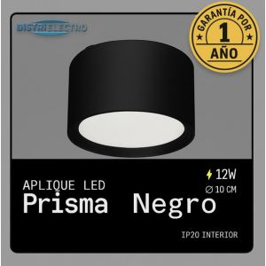 APLIQUE LED DE TECHO PRISMA ALUMINIO NEGRO 12W - Vista 3